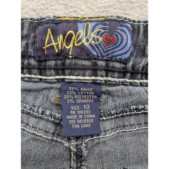 Angels Jeans Juniors 13 Blue Dark Wash Low Rise Skinny Stretch Embroidered - Picture 13 of 14